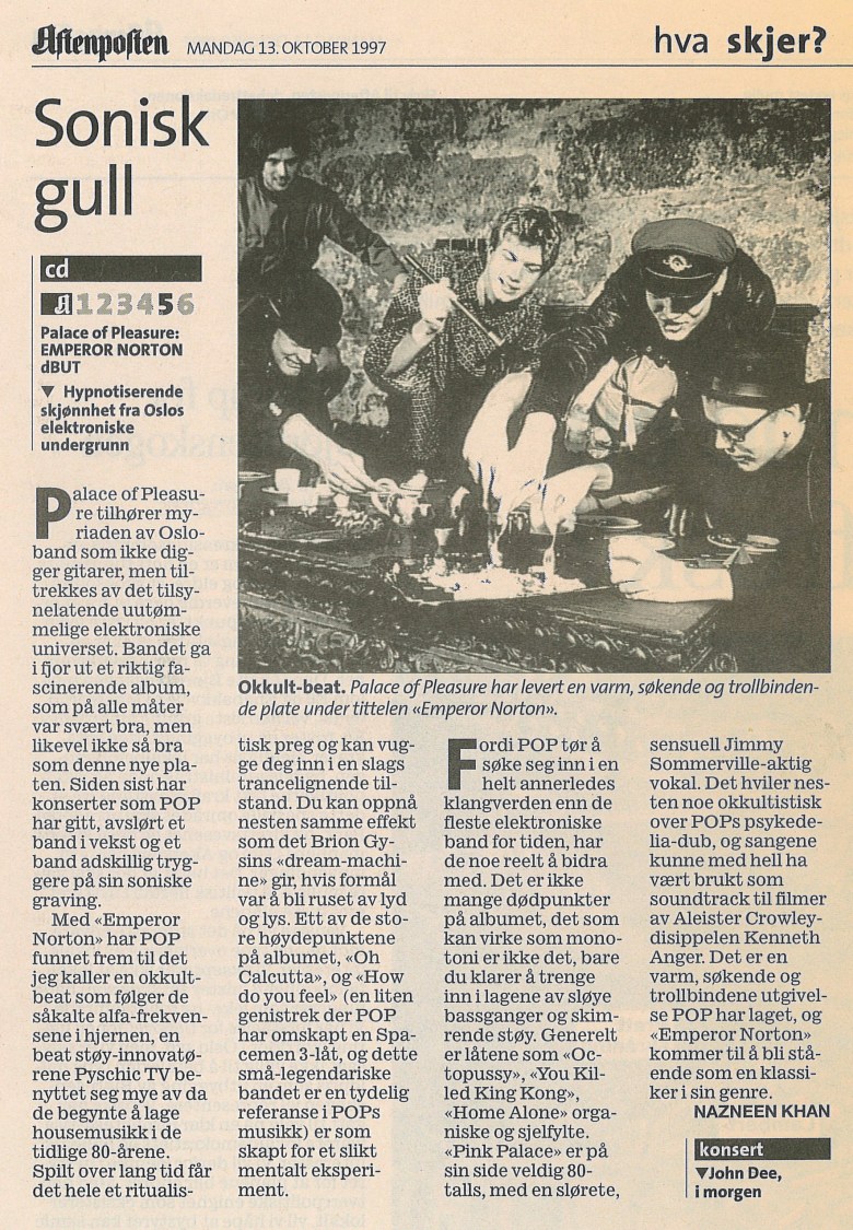 1997-10-13-Aftenposten-Emperor-Norton-anmeldelse